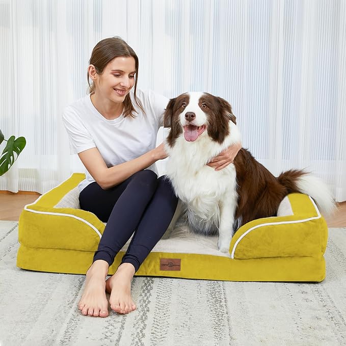 Comfort Expression Small Dog Beds Waterproof Cat Beds Orthopedic Foam Sofa Beds for Small Dogs Comfy Pet Bed with Washable Removable Cover & Non-Slip Bottom(XX-Small,Spicy Mustard)