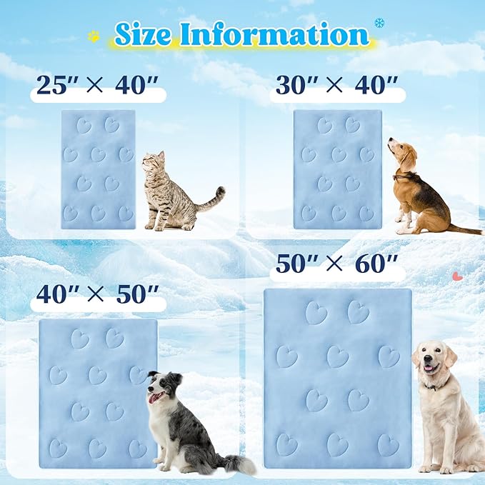 Cooling Blanket for Dogs, Lightweight & Durable Dog Cooling Mat, Q-MAX>0.45 Soft Breathable Pets Comforter for Couch, Bed & Car Essential - Light Blue 50x60 Inches