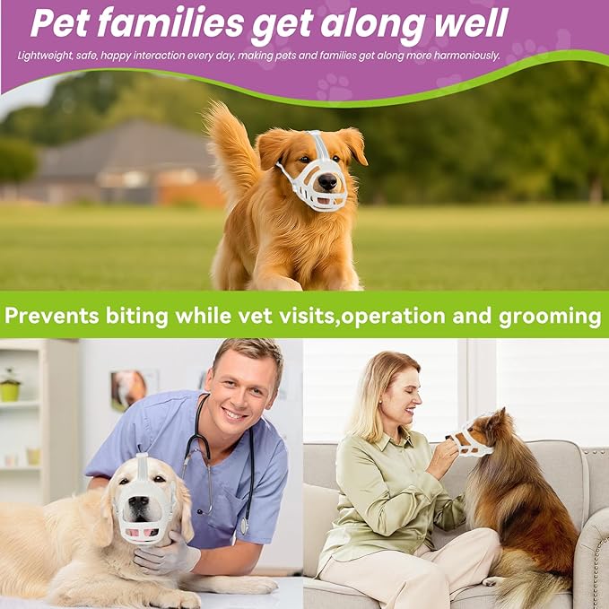 Glow-in-The-Dark Dog Muzzle, Basket Muzzle for Small Medium Large Dogs,Anti-Biting Chewing, Lightweight Cage Design,Allows Drinking & Panting,for Grooming & Training (Transparent Size L)