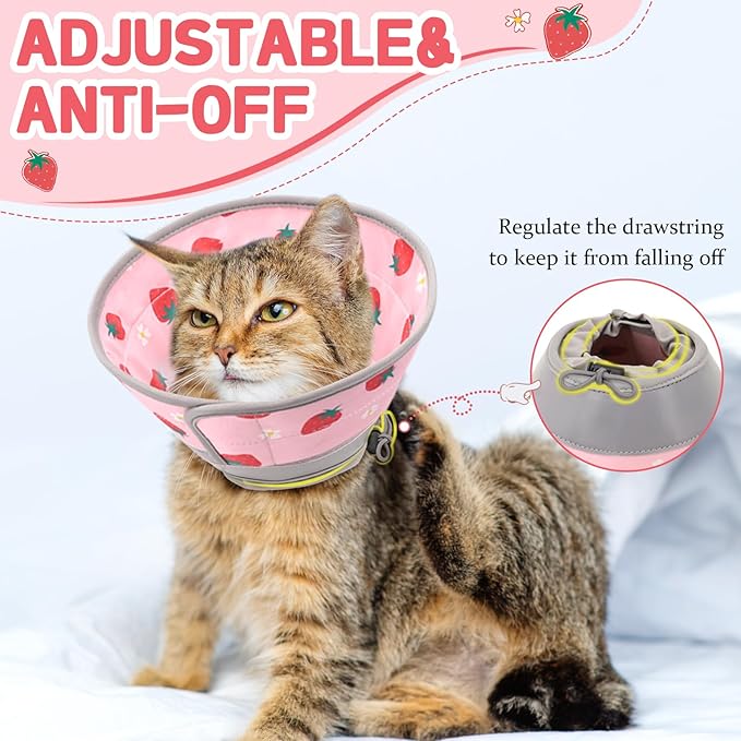 Cat Cone Collar Soft, Comfortable Cat Recovery Collar Pet Cone for Small Large Cats, Lightweight Elizabethan Collar for Cats Kittens After Surgery Prevent from Licking Wounds, Pink, L