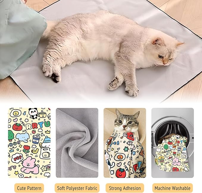 35.4" Cat Grooming Wrap,Self-Adherent Cat Wrap for Cutting Nails,Anti-Escape Cat Swaddle Wrap,Multifunctional Anti-Scratch Cat Restraint Wrap for Medicine,Nail Clipping,Ear Cleaning(Within 22lbs)