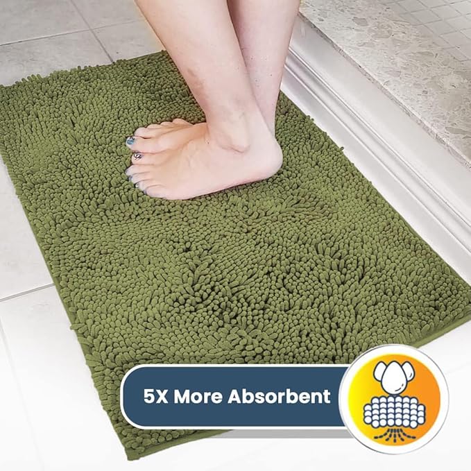 Muddy Mat® Original Dog Door Mat for Muddy Paws, Super Absorbent Microfiber, Non-Slip Washable Pet Rug, Quick Dry Chenille Entryway Carpet, Machine Washable Indoor Outdoor mat, Army Green 24"x60"