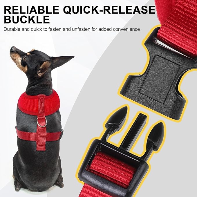 BINGPET No Pull Dog Harness - All Weather Mesh Step-in Vest for Small Dogs, Breathable Mesh Puppy & Cat Harness, Red, X-Small