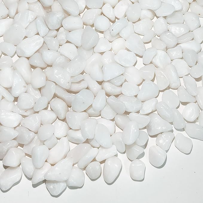 5 lbs White Pebbles for Indoor Plants, 3/8 Inch Decorative White Gravel, Polished River Rocks for Potted Plants Vase Cactus Bird Bath and Outdoor Garden Landscaping