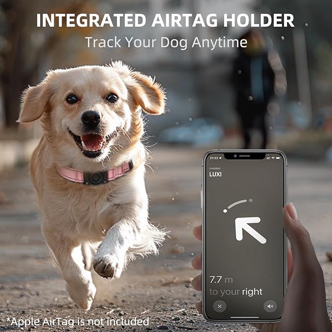 Airtag Dog Collar - 100% Waterproof Air tag Dog Collar Holder for Apple AirTag, Reflective, Soft Padded, Everlasting, GPS Dog Collar for Small Medium Large Dogs (Pink, XL)