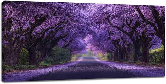 Large Purple Flower Wall Art Nature Landscape Canvas Living Room Floral Aesthetics Pictures Framed Prints Oversize Wall Decor Painting Artwork for Bedroom Dining Office Home 60"x30"