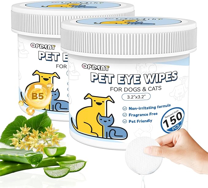 Eye Wipes for Dogs & Cats - Tear Stain Remover for Dogs - Dog Eye Cleaner, Eye Debris, Discharge, Mucus Secretions - Eye Wipes for Dogs & cat Eye Wipes (3.2 in,300pcs)