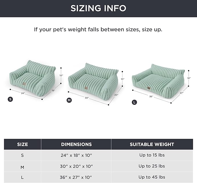 Bedsure Cute Cat Couch for Pets - Fluffy Small Dog Sofa with Premium Soft Corduroy Fleece, Pet Sofa with Removable Washable Cover, Supportive Dog Couch Bed for Small Medium Dogs, 30inch, Garden Green