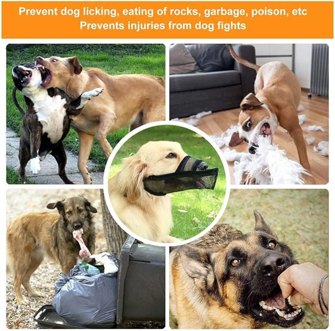Crazy Felix Nylon Dog Muzzle for Small Medium Large Dogs Dachshund Beagle Poodle Labrador, Air Mesh Breathable and Drinkable Pet Mouth Guard for Anti-Biting Chewing Scavenging (XXS, Black)
