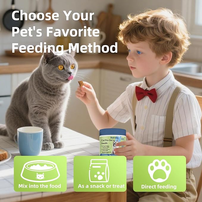 Cat Probiotic for Digestive & Gut Health - 150 Dual Texture Crunchy & Creamy Bites - Relief for Constipation, Diarrhea & Sensitive Stomach with Prebiotics & Taurine for Kittens & Seniors