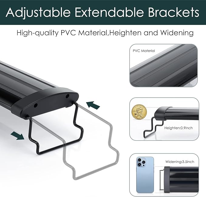 AQQA Aquarium Light,Full Spectrum LED Fish Tank Lights,12"-54" Adjustable Multi-Color White Blue Red Green LEDs with Extendable Brackets,14W-31W for Freshwater Plants (23W (24"-32"))