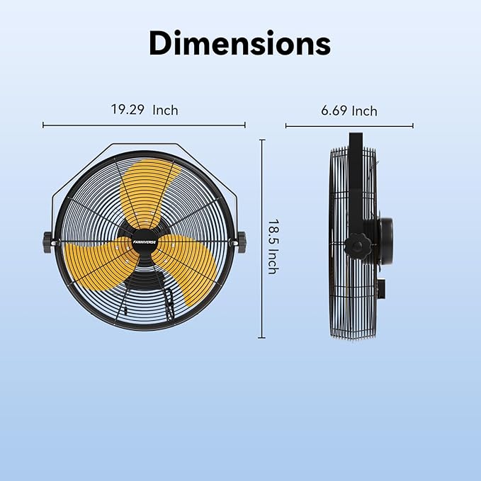 2PCS 14 Inch Wall Fan Pro Series - Waterproof Motor High Velocity Wall Mount Fans for Commercial, Residential, Warehouse, Covered Patio, Shop, Garage, Barn 3 Speed 3000 CFM UL Safety Listed