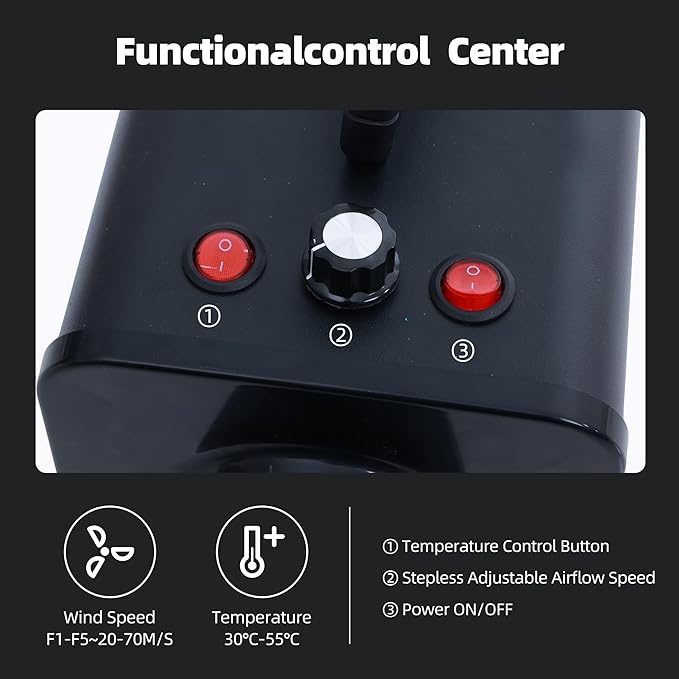 2400w 75m/s Dog Dryer for Pet Grooming, High Velocity Pet Hair Dryer with Heater, Adjustable Speed, 4 Nozzles and a Comb, Blue