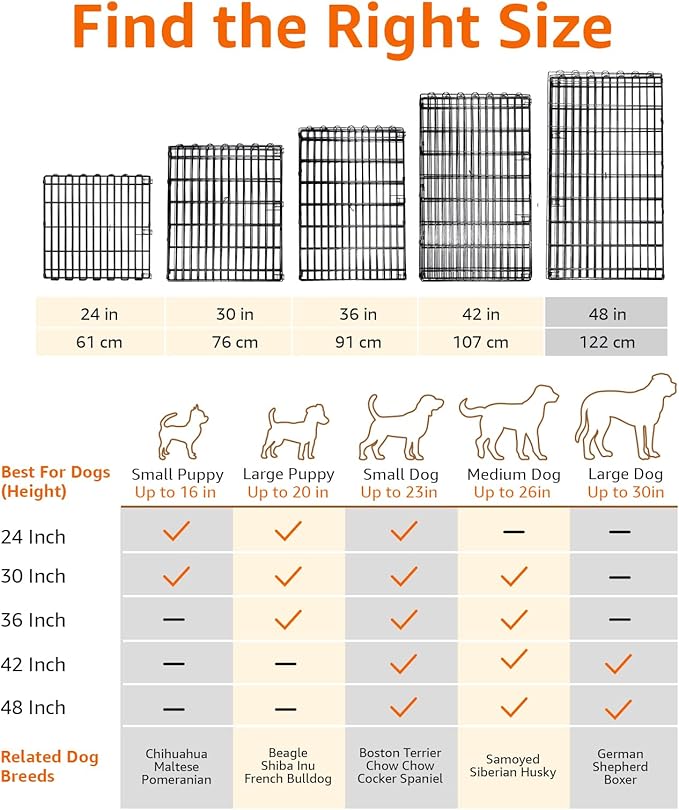 Amazon Basics Foldable Octagonal Metal Exercise Dog Playpen - Indoor/Outdoor, No Door, Extra Large (8 Panels, 24 x 48), Easy to assemble, store, and customize, 48" - X-Large, Black