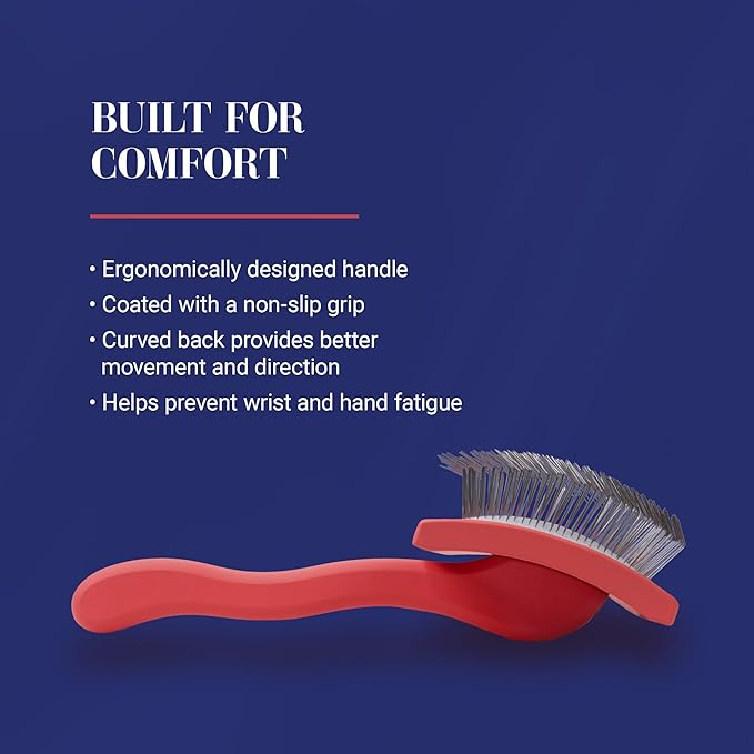 Chris Christensen Baby G Dog Slicker Brush for Dogs (Goldendoodles, Labradoodles, Poodles), Groom Like a Professional, Fluff Detangle Style, Saves Time Energy, Coral, Small