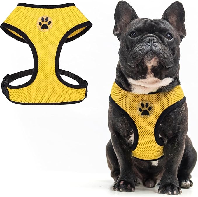 BINGPET No Pull Dog Harness,Soft Mesh Breathable All Weather Vest Harness,Safety Protection Design Durable Adjustable Step-in Easy Walk Dog Harness for Small Medium Large Dogs(Yellow,M)