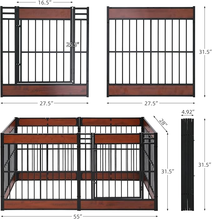 Dog Playpen, 31.5" Height Dog Pen Indoor, Heavy Duty, Safe and Sturdy, Furniture Style Puppy Pen