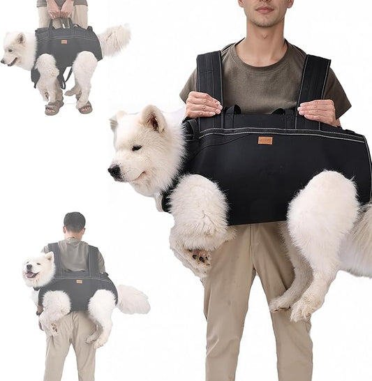 Dog Lift Harness Backpack Carrier for Large Dogs, Full Body Sling with Handle, Dog Harness for Joint Injuries, Arthritis, Ideal for Stairs, Elderly Dogs (Black XXX-Large 66-83 LBS)