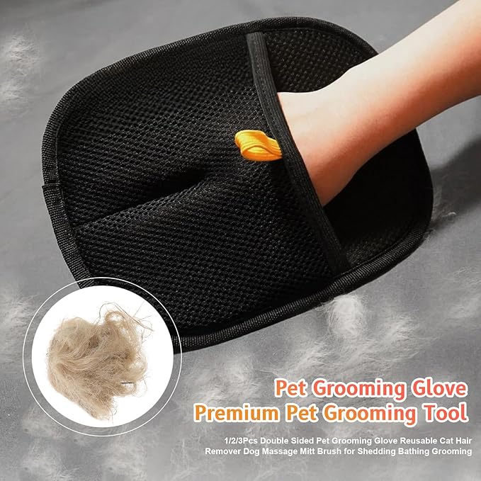 Cat Grooming Gloves, Pet Hair Removal Glove for Cats & Dogs, 2025 New Upgrade Efficient Grooming Gloves for Pet Hair, Reusable Pet Hair Glove