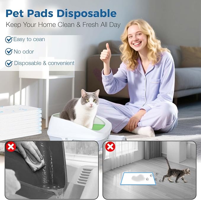 Cat Pads 25 ct Super Absorbent Pet Pee Pads Compatible with Tidy Cats Breeze Litter System 16.9x11.4 Inch Litter Pad for Litter Box
