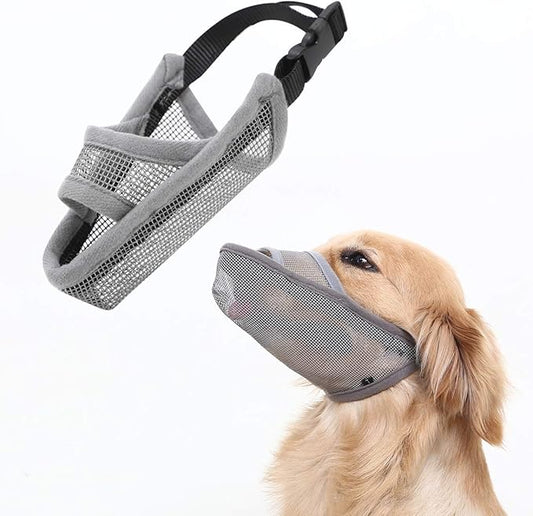 Crazy Felix Nylon Dog Muzzle for Small Medium Large Dogs Poodle Labrador Golden Retriever Doberman, Air Mesh Breathable and Drinkable Pet Mouth Guard for Anti-Biting Chewing Scavenging(XL, Grey)