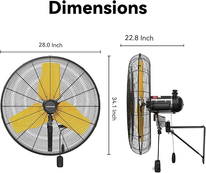 24 Inch 9500 CFM Waterproof Wall Fan Pro Series - Outdoor High Velocity Wall Mount Fan with Enclosed Motor for Residential, Warehouse, Patio, Shop, Garage, Barn UL Safety Listed