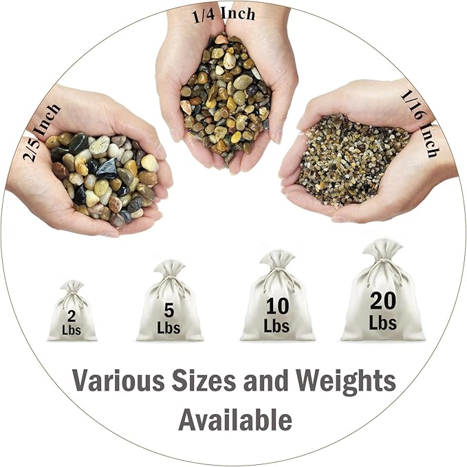 20lbs Natural Fish Tank Gravel,1/4 Inch Pea Gravel. Mixed Color River Rocks for Aquarium, Succulent, Vase, Cactus Bonsai, Plant Soil Cover and Outdoor Landscaping Rocks