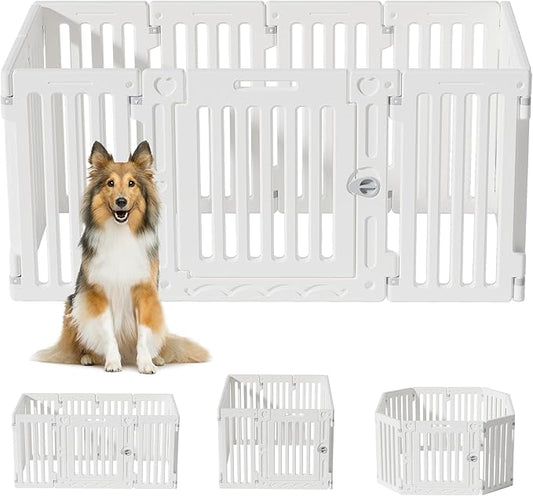 Dog Playpen with Door, DIY Shape Combination Puppy Pen,25.5" H 10-Panel Dog Fence,Non-Slip & Secure Pet Gate, Easy to Assemble