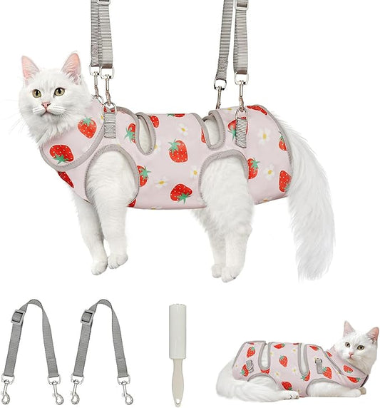 Supet Cat Grooming Hammock, Self-Adhesive Cat Nail Clipper Hammock, Soft Fabric Cat Wrap for Cutting Nails, Quickly Calm Down for Medicine, Teeth Brushing, Ear Cleaning
