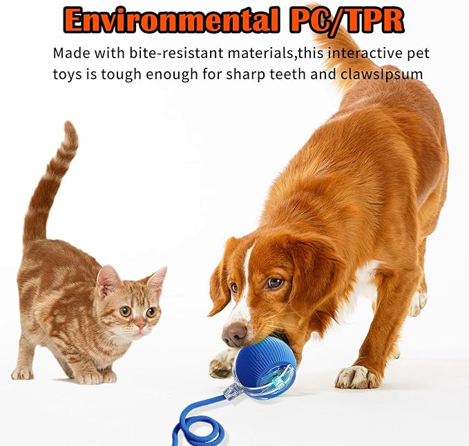 Cat Ball Toy,New Interactive Rolling Cats Dog Toy Balls 360° Smart Automatic Rolling Pet Ball, Fast Moving Toy for Dog,Interactive Toys for Cats (Yellow)