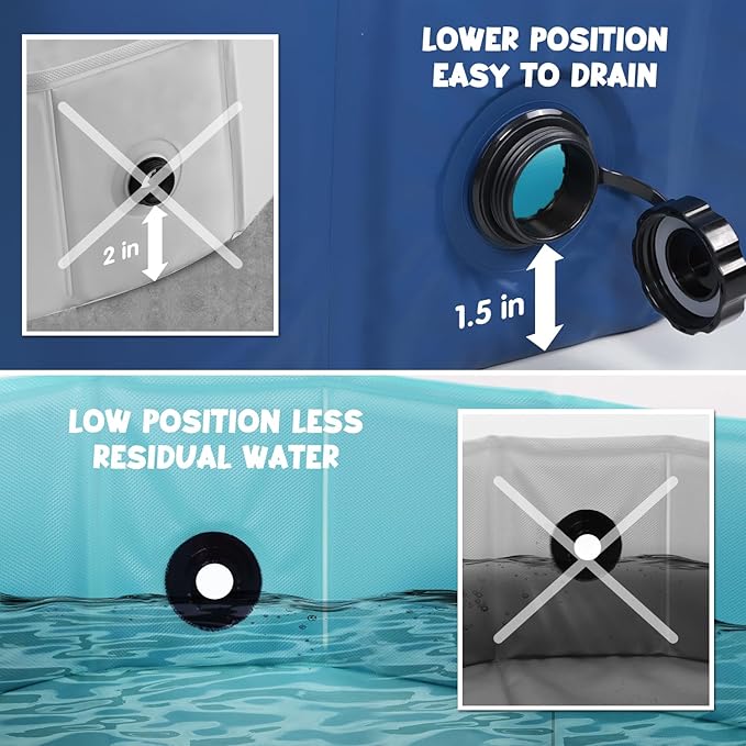 Furrybaby Foldable Dog Pool, Small Dog Swimming Pool for Dogs, Collapsible Hard Plastic Doggie Pool, Portable Bath Tub for Pets Dogs and Cats, Navy 32''