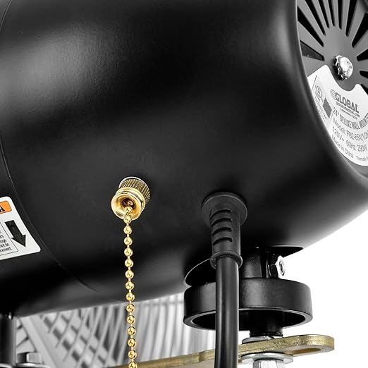 Global Industrial Deluxe Wall Mount Fan, 30" Diameter, Fixed and Oscillating Head, 3 Speed, 10,000 CFM at 1100 RPM, 1/2 HP, Tilting Head, For Indoor Use Only