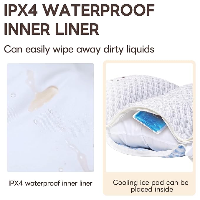 Cooling Cushion for Pets, Removable & Washable Dog Stroller Cushion, Both Side Used Pet Stroller Cushion for Dogs & Cats, Khaki