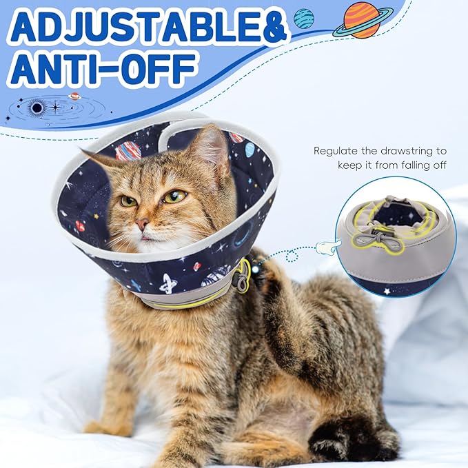 Cat Cone Collar Soft, Comfortable Cat Recovery Collar Pet Cone for Small Large Cats, Lightweight Elizabethan Collar for Cats Kittens After Surgery Prevent from Licking Wounds, Star, M