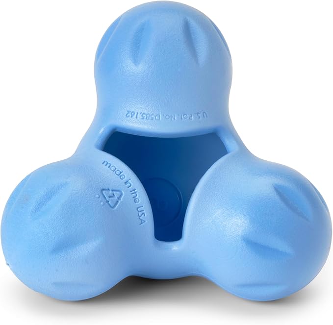 WEST PAW Zogoflex Tux Treat Dispensing Dog Chew Toy – Interactive Chewing Toy for Dogs – Dog Games for Aggressive Chewers, Fetch, Catch – Holds Kibble, Treats, Small 4",Periwinkle