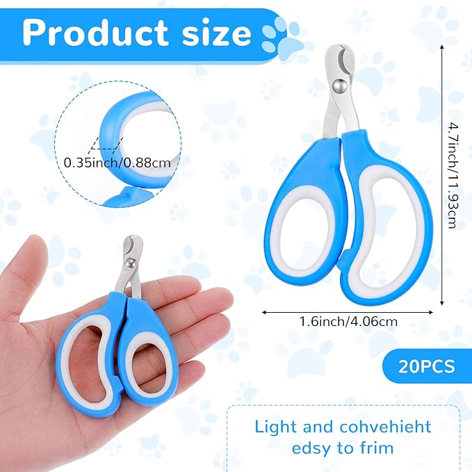 20 Pcs Cat Nail Clipper Bulk Kitten Claw Trimmer Pet Nail Cutter Claw Care for Cats, Kittens, Bunny, Puppy, Rabbit, Gatos, and More