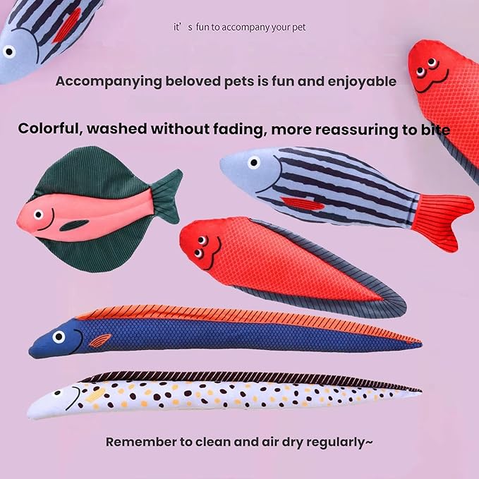 Catnip Toys 5 Pcs Set Crinkle Sound Catnip Fish, Soft and Durable, Stuffed with Natural Catnip Interactive Kitten Toy for Indoor Cat Exercise for Cats(Multi Colors)