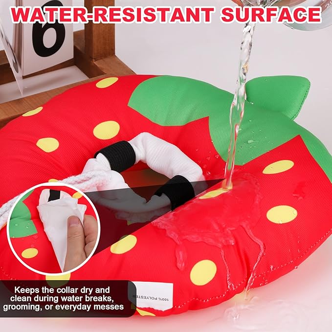 BINGPET Cat Cone Collar Soft,Waterproof Cat Recovery Collar to Stop Licking,Cute Donut Elizabethan e Collar for Cats Kittens Puppies Wound Healing After Surgery(Strawberry,Small)