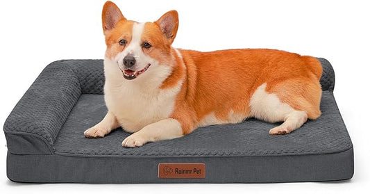 Orthopedic Dog Beds Large Sized Dog, 3 Inch Memory Foam Pet Bed for Medium and Large Dogs, Washable Removable Cover, Nonskid Bottom, Waterproof, 36x27 Inches L Dark Grey