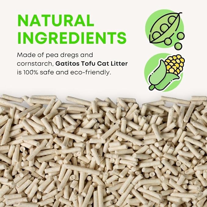 Gatitos Tofu Cat Litter Climping Quickly, Natural Material, Dissolves in Water and can be Flushed Down The Toilet, Vacuum Packing（Original Flavor| Pack*1）