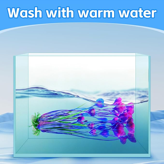 AQUANEAT Artificial Fish Tank Plants, Plastic Aquarium Accessories Large, 15.5 inch Purple Decorations, 2pcs