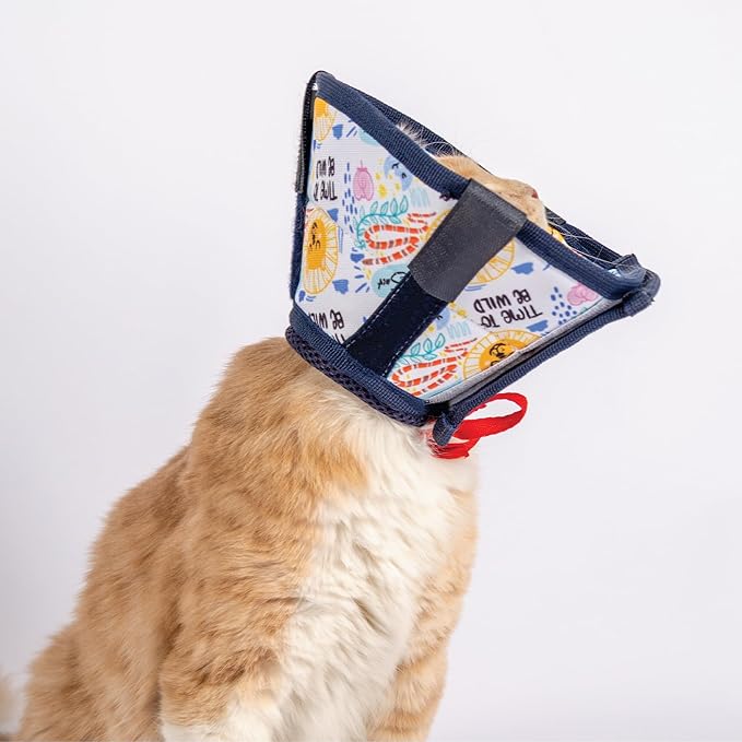 Cat Cone Collar – Colorful Cat Pattern - Lightweight Recovery Cone for Cats, Anti-Lick & Anti-Scratch, Vet Recommended, Elizabethan Collar (Colorful, XXS Long [Neck Girth: 7.5"-10.3"])