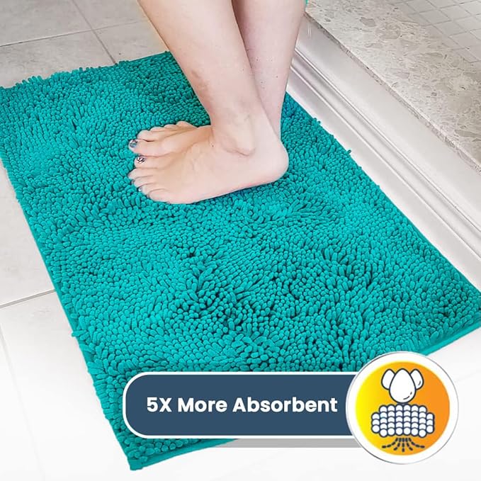 Muddy Mat® Shown on TV – Super Absorbent Door Mat Indoor, Microfiber Quick Dry Chenille Entryway Rug, Non-Slip Front Door Mat, Indoor Mats for Entryway, Machine Washable Pet Rug, Teal 36"x60"
