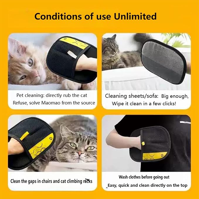 Fursweep Gloves Pet Hair Remover, Kivori Pet Grooming Glove, Pet Hair Remover Electrostatic Gloves, Furmingle Double Sided Cat Grooming Glove, Reusable Cat & Dog Hair Remover, for Couch, Carpet