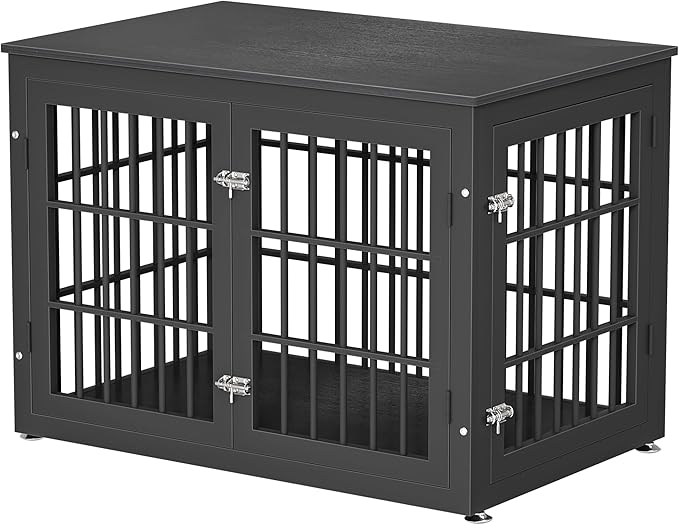 38 Inch Heavy Duty Dog Crate Furniture for Large and Medium Dogs, Decorative Pet House End Table, Wooden Cage Kennel Furniture Indoor, Black