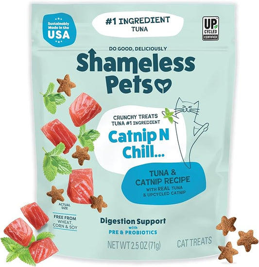 Shameless Pets Crunchy Cat Treats - Catnip Treats for Cats with Digestive Support, Kitten Treats with Real Ingredients, Natural & Healthy Flavored Feline Snacks - Fintastic Catnip, 1-Pk