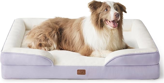 Bedsure L Plus Orthopedic Dog Bed for Large Dogs - Washable Dog Cat Bed Waterproof, L Plus Big Comfort Dogs Couch Sofa with Washable Removable Cover, Pet Bed with Nonskid Bottom, Lavender, 38"