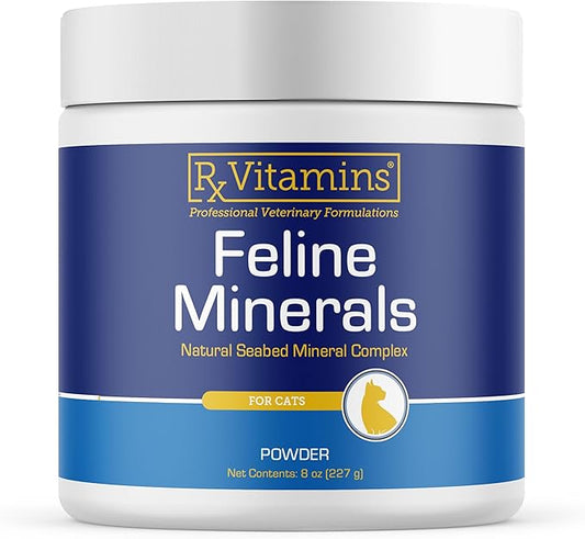 Rx Vitamins Feline Minerals - Taurine for Cat Heart Health - Calcium for Joint Supplement - Immune Support for Cats with Magnesium & Potassium - Skin and Coat Supplement - 8oz