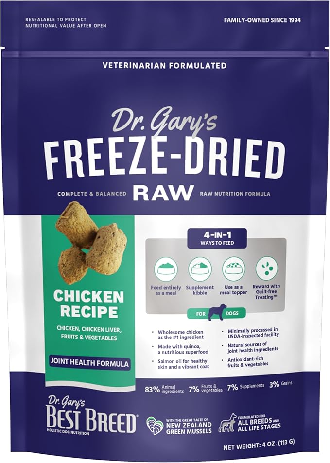 Best Breed Dr. Gary's Freeze-Dried Raw Food, Topper and Treat: Chicken Recipe - 4 oz.