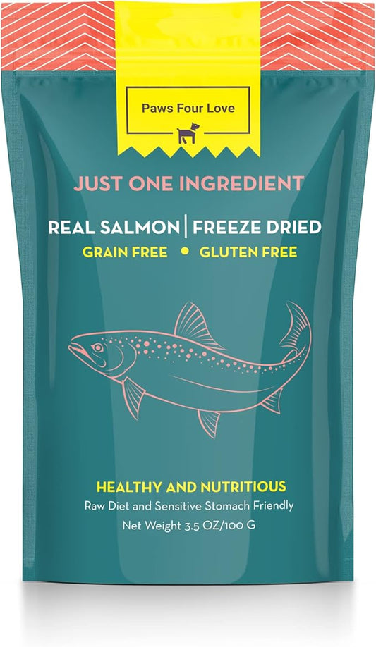 Organic Freeze Dried Dog & Cat Treats - Single Ingredient, Grain Free Food Toppers for Healthy Pets, No Fillers or Preservatives (3 Bag, Salmon)